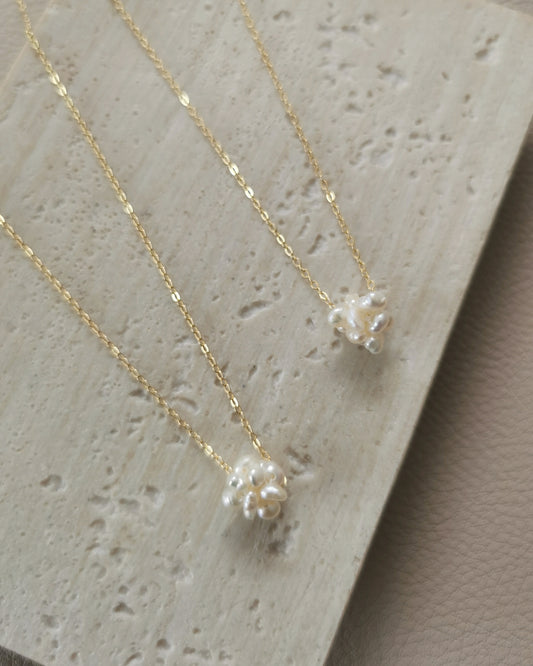 Gold Vermeil Cluster Pearl Chain Necklace