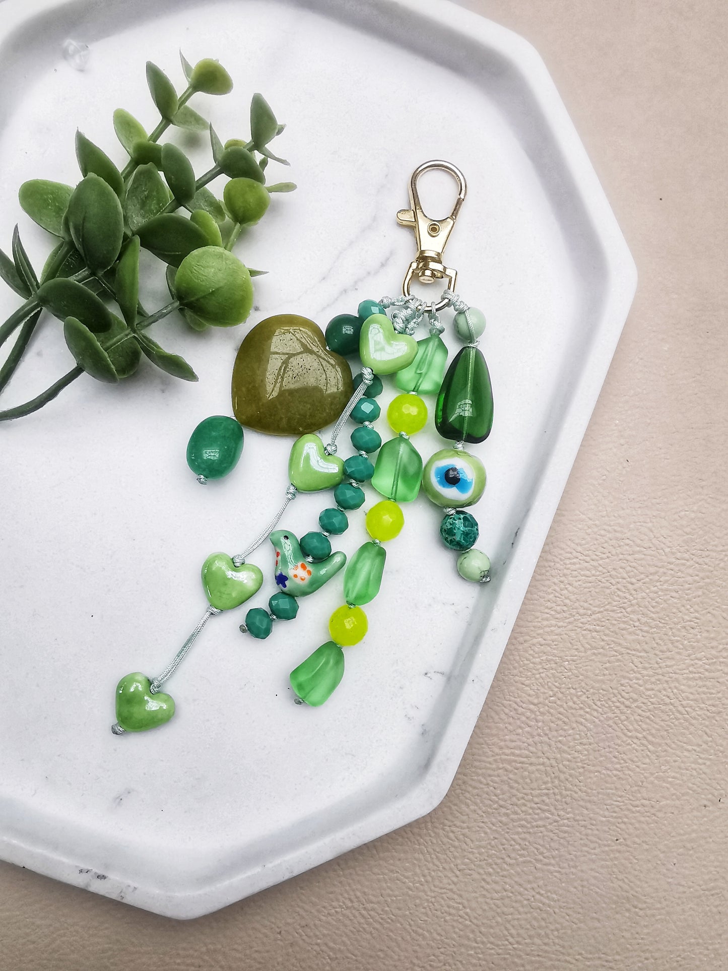 Green Gemstone Bag Charm – Fresh & Stylish