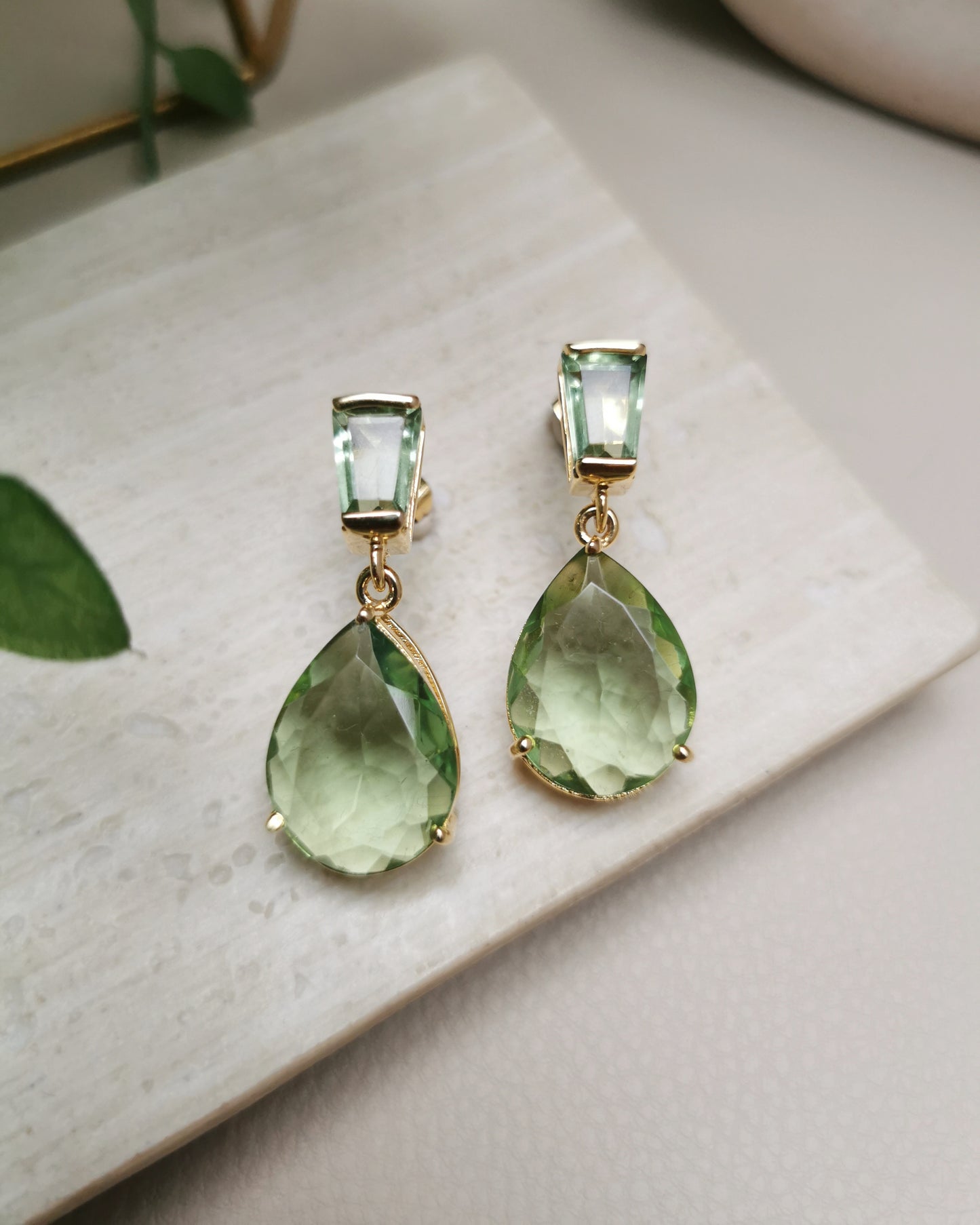 Green Amethyst Studs Earrings