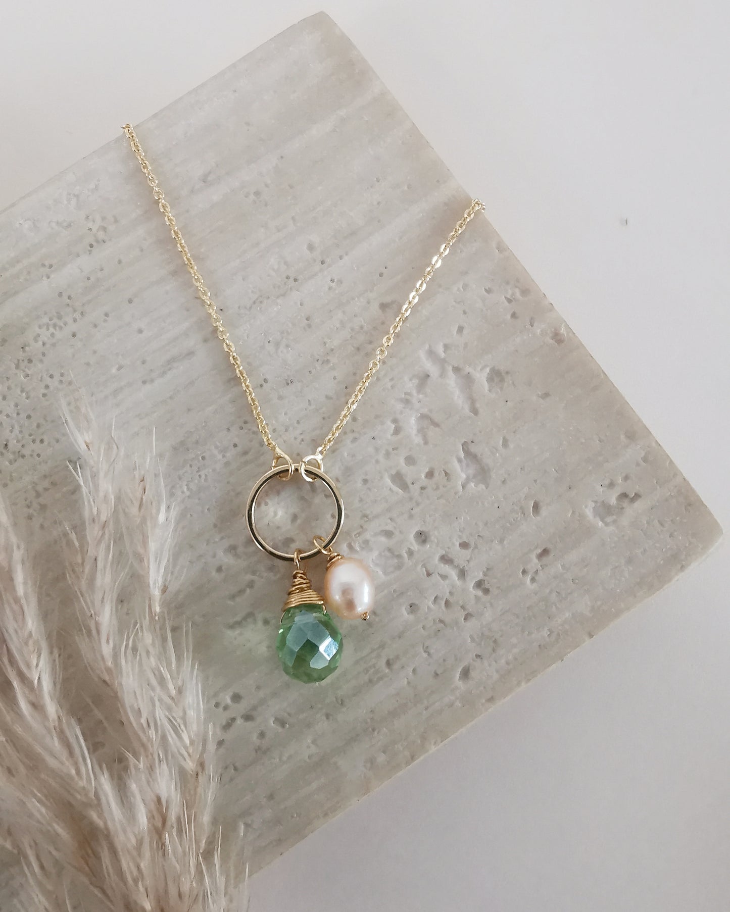 Crystal Teardrop & Freshwater Pearl Pendant Necklace.
