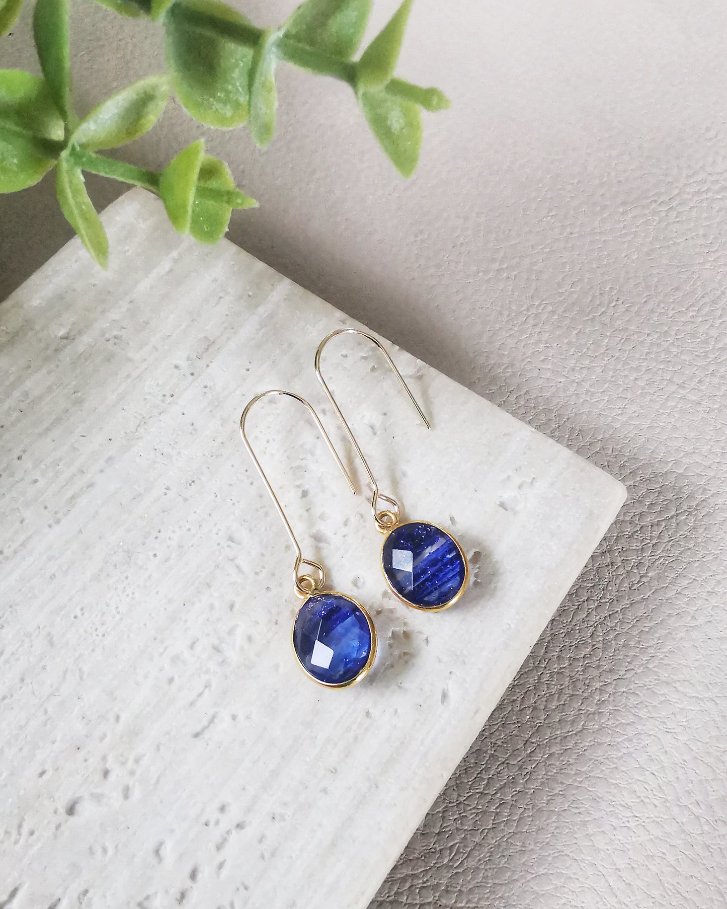 Blue Copper-Infused Oval Gemstone Earrings