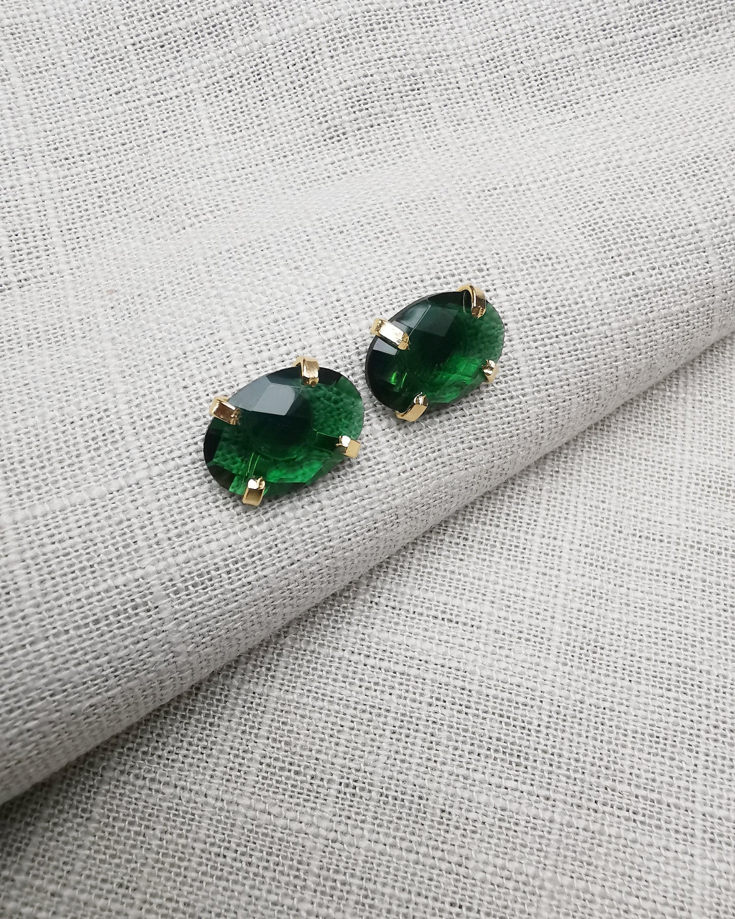 Emerald Quartz Stud Earrings.
