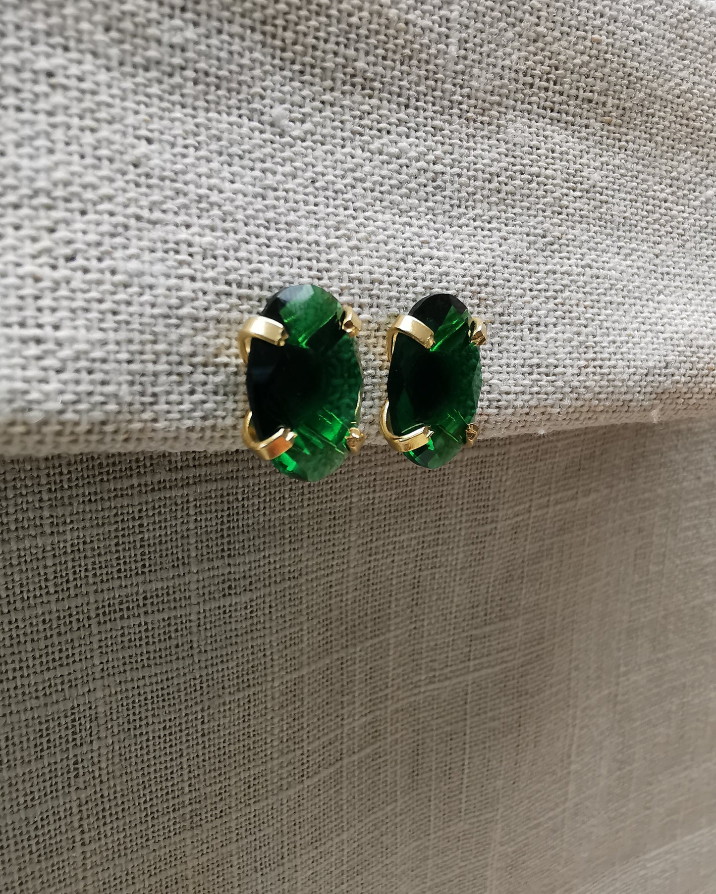 Emerald Quartz Stud Earrings.