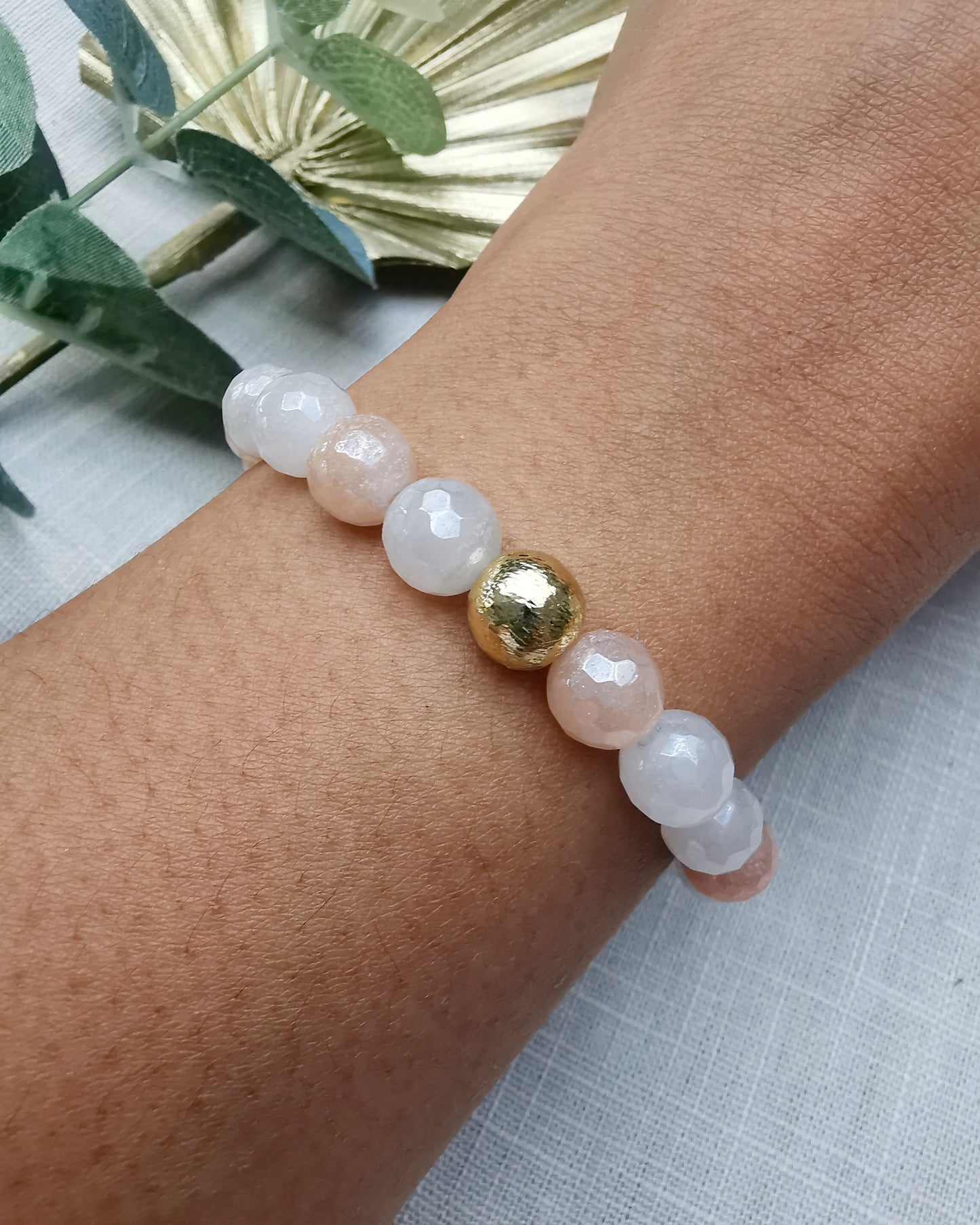 Moonstone Beaded Bracelet. - Vinta Shop