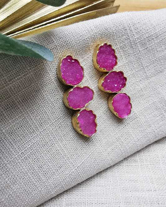 Pink Druzy Stud Earrings - LIMITED EDITION