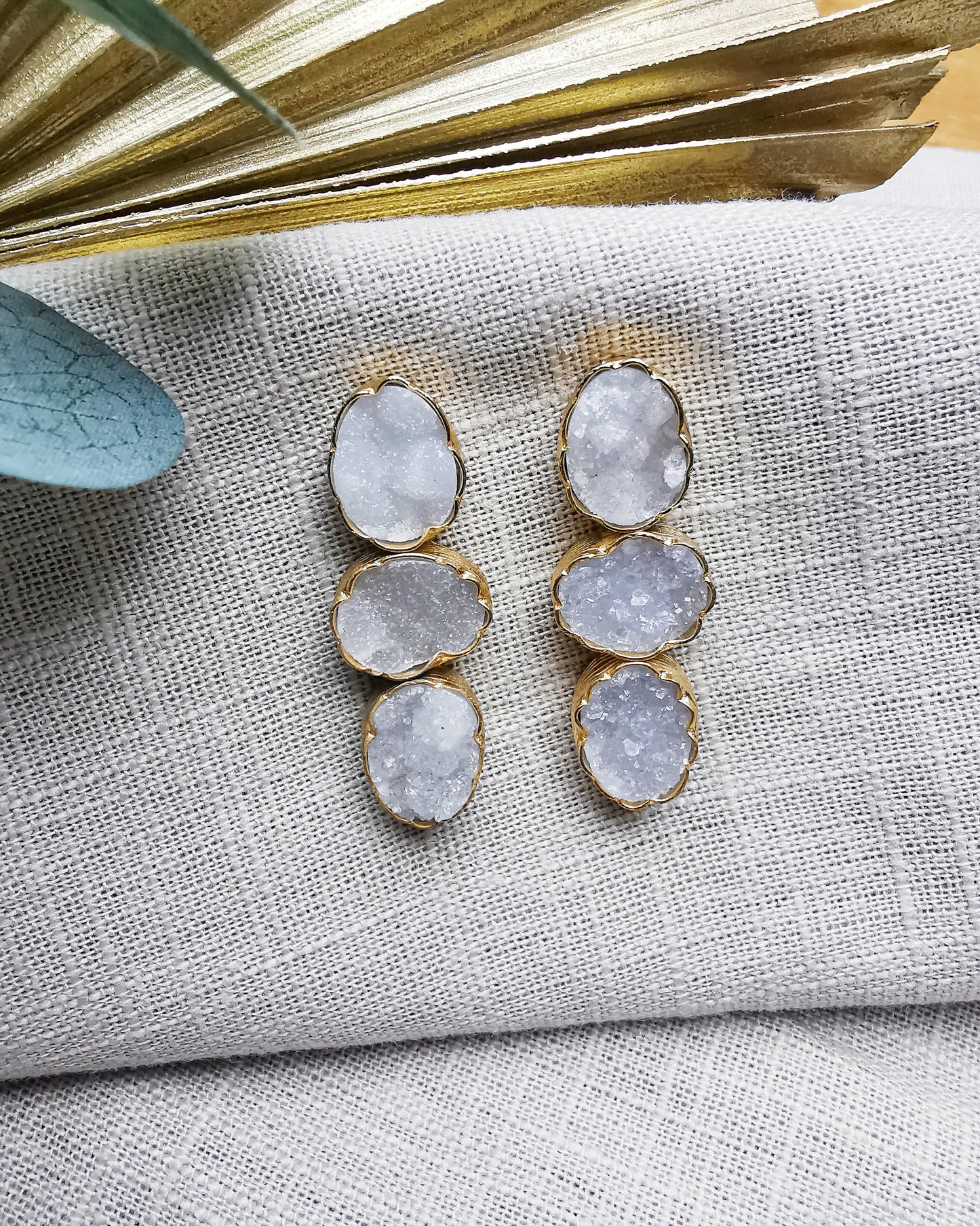 White Druzy Stud Earrings - LIMITED EDITION