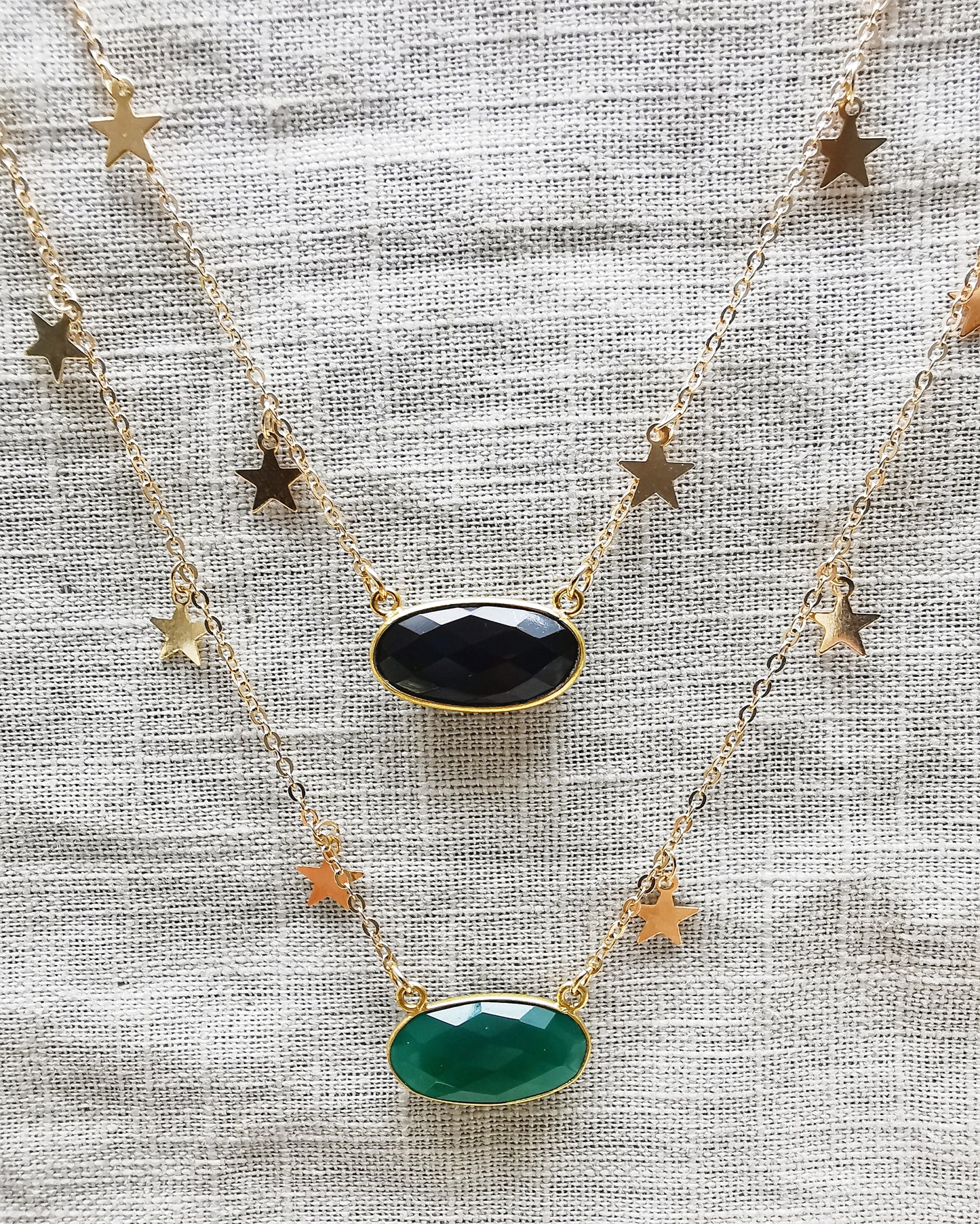 Green Onyx Star Chain Necklace.