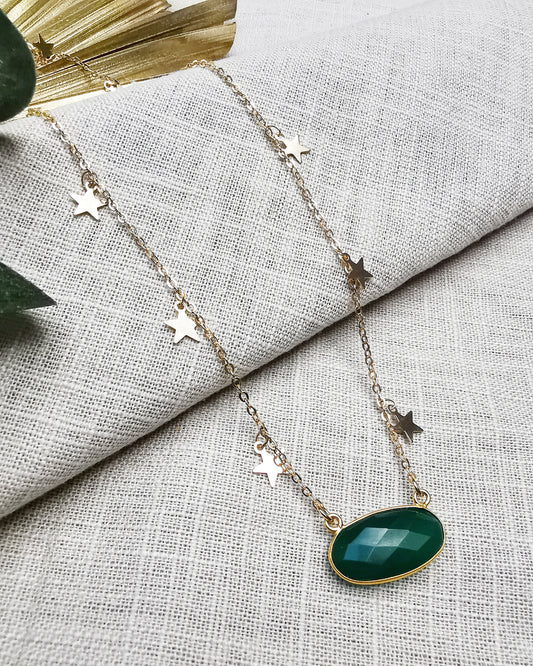 Green Onyx Star Chain Necklace.